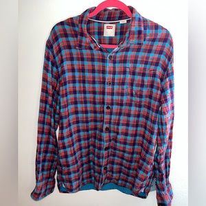 Levi’s vintage shirt, size large blue red long sleeve button up